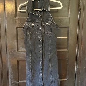 Black denim mini dress